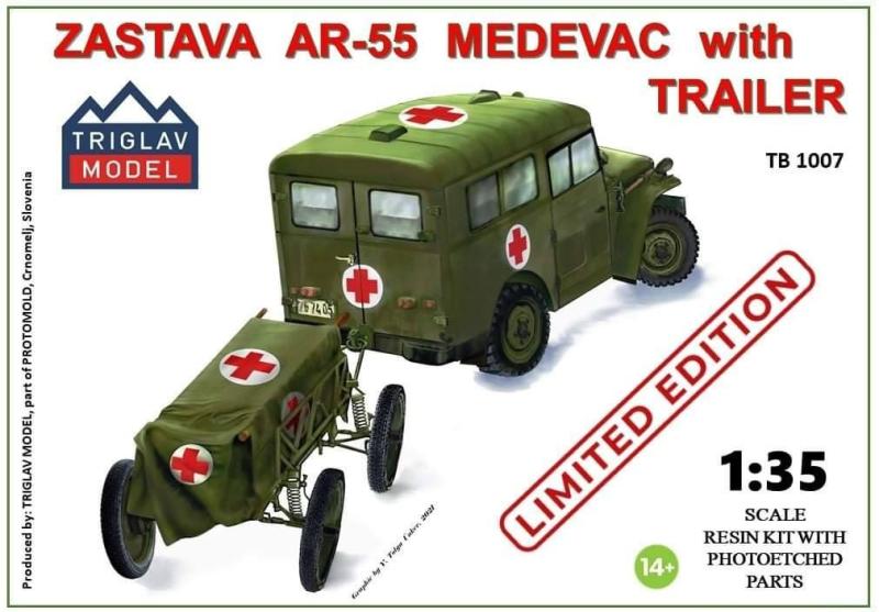 1:35 Triglav model TB 1007 - Zastava AR-55 Medevac with Trailer - 35.000 Ft