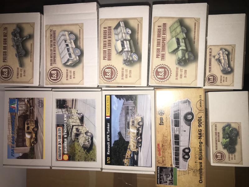 10

1:72 műgyanta

TDW: Fiat 665: 14000Ft
TDW: Saurer BT4500: 15000Ft
TDW: Renault AFK: 19000Ft
FPW: Omnibus: 15000Ft
F&A Model: Sokol 1000 motor: 2500Ft
F&A Model: WZ-36 AA: 7500Ft
F&A Model: Pzinz 342: 8000Ft
F&A Model: Ursus truck: 7500Ft/db
F&A Model: Wz-29 armored car: 7500Ft