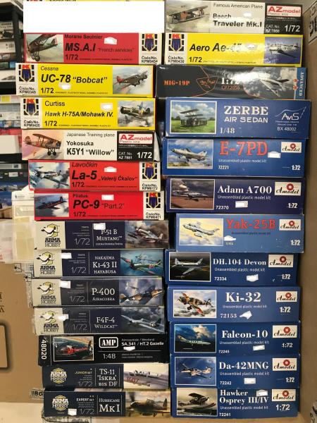 2

1:72, 1:48

Kp: Fw-190A-2, H75A, La-5, PC-9, Beech Traveler, Aero: 6000Ft/db
Kp: MS-A-I: 4500Ft
Kp: UC-78: 6000Ft
AZ: K5Y1: 5000Ft
Arma: P-51B: 9000Ft
Arma: Ki-43: 8000Ft
Arma: P-400: 8500Ft
Arma: F4F-4: 7500Ft
AMP: Gazelle: 14000Ft
Arma: TS-11 Iskra: 4000Ft
Arma: Hurricane Mk 1: 7000Ft

Clear Prop: Mig-19P: 15000Ft
AVIS: Zerbe: 12000Ft
Amodel: E-7PD: 7500Ft
Amodel: Adam A-700: 10000Ft
Amodel: Yak-25B: 8000Ft
Amodel: DH104: 12000Ft
Amodel: Falcon 10: 10000Ft
Amodel: Da-42MG: 11000Ft
Amodel: Hawker Osprey: 7000Ft