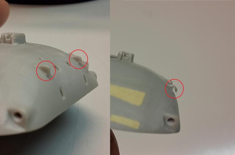 Emelőhorgok

Bal oldalon látható, hogy a tornyon az emelőhorgokat tömören adja a készlet. Ezeket fúróval és szikével igyekeztem hihetőbbé tenni (jobb oldalon).