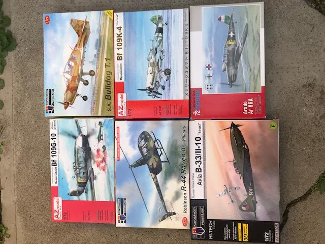 8

1:72 Bf-109G10: 6500Ft (magyar matricás)
1:72 Bulldog T1: 4500Ft
1:72 R44 raven: 4500Ft
1:72 bf-109K4: 6500Ft
1:72 IL-10 Hi tec: 7500Ft
1:72 Ar-96: 5500Ft