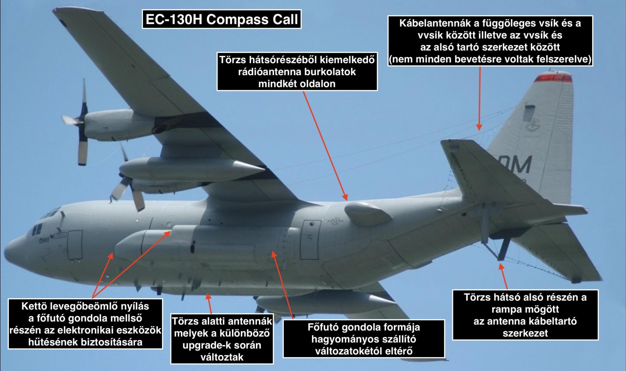 Az EC-130H legfontosabb külsű ismertetői