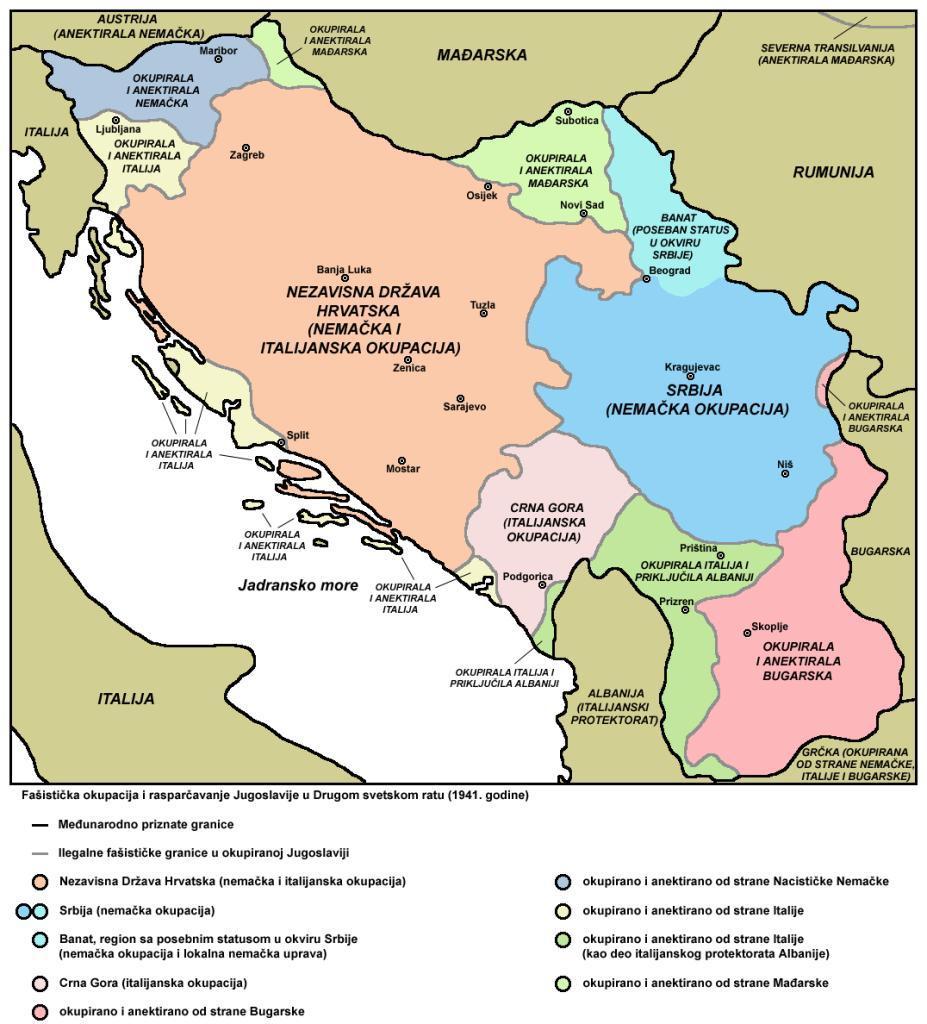 A feldarabolt jugoszláv területek 1941-től